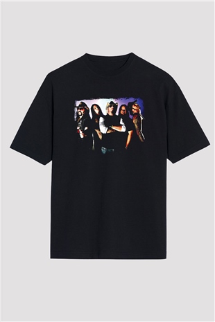 Hellyeah Baskılı Unisex Siyah Oversize Tişört