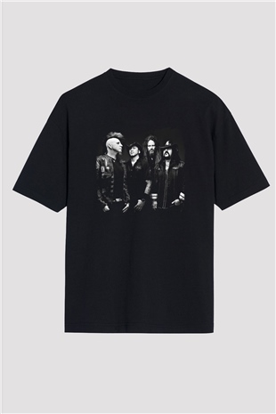 Hellyeah Baskılı Unisex Siyah Oversize Tişört