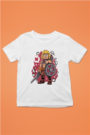 Heman Baskılı Unisex Beyaz Çocuk Tişört