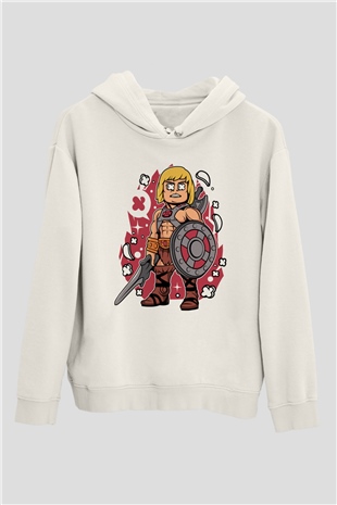 Heman Baskılı Unisex Beyaz Hoodie