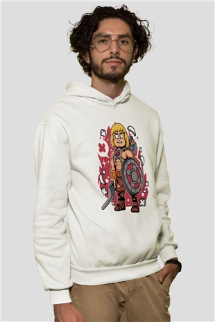 Heman Baskılı Unisex Beyaz Hoodie