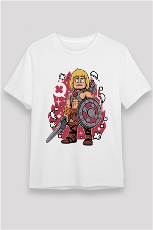 He-Man Baskılı Unisex Beyaz Tişört