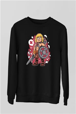 Heman Baskılı Unisex Siyah Sweatshirt