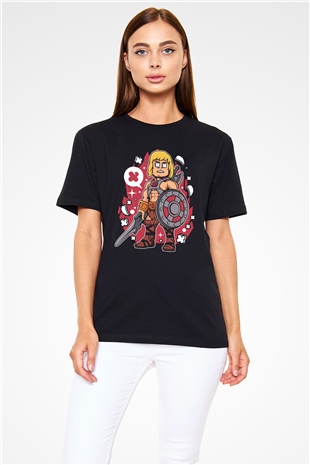 He-Man Baskılı Unisex Siyah Tişört