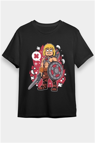 He-Man Baskılı Unisex Siyah Tişört