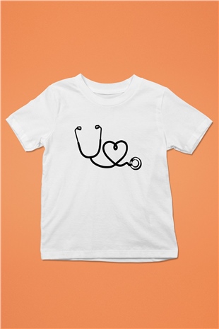 Hemşire Baskılı Beyaz Unisex Çocuk Tişört