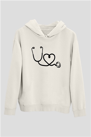 Hemşire Beyaz Unisex Hoodie