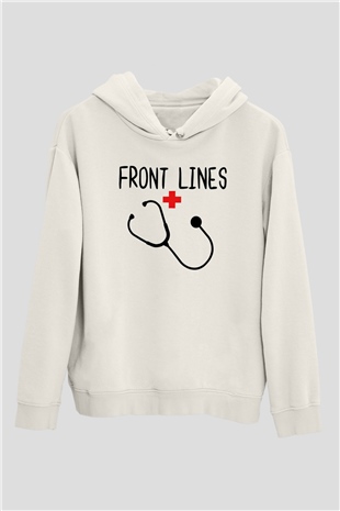 Hemşire Beyaz Unisex Kapüşonlu Sweatshirt