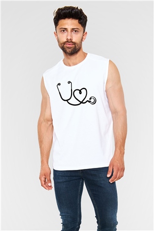 Hemşire Beyaz Unisex Kolsuz Tişört