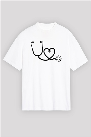Hemşire Beyaz Unisex Oversize Tişört T-Shirt