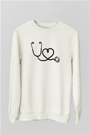 Hemşire Beyaz Unisex Sweatshirt