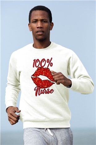 Hemşire Beyaz Unisex Sweatshirt
