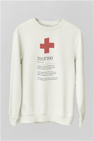 Hemşire Beyaz Unisex Sweatshirt