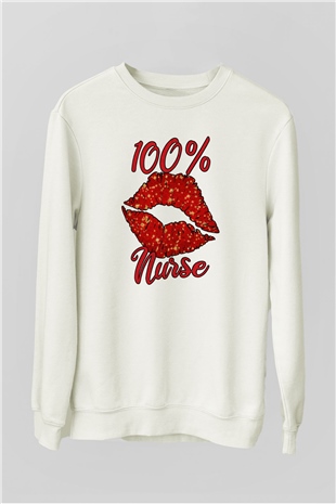 Hemşire Beyaz Unisex Sweatshirt