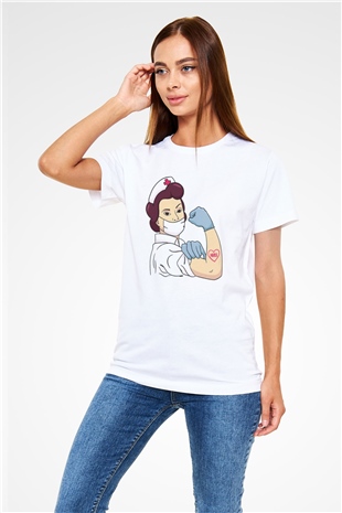 Hemşire Beyaz Unisex Tişört T-Shirt - TişörtFabrikası
