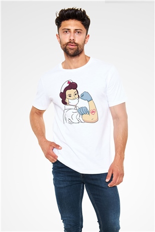 Hemşire Beyaz Unisex Tişört T-Shirt - TişörtFabrikası