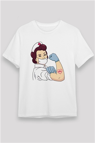 Hemşire Beyaz Unisex Tişört T-Shirt - TişörtFabrikası