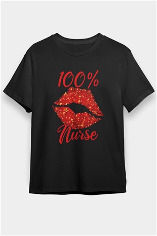 Hemşire Siyah Unisex Tişört T-Shirt - TişörtFabrikası