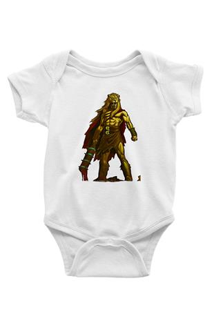 Herkül Baskılı Beyaz Unisex Bebek Body - Zıbın