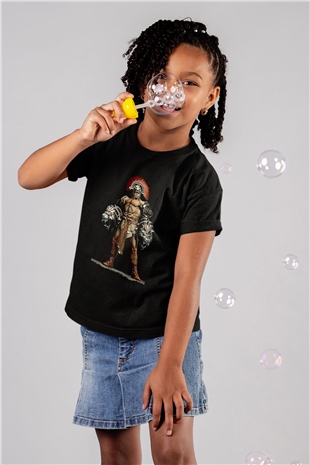 Herkül Baskılı Unisex Siyah Çocuk Tişört - Tshirt