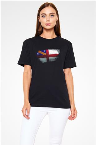 Herm Bayrağı Baskılı Unisex Siyah Tişört