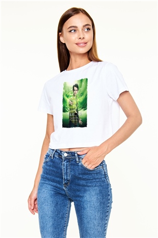 Heroes Beyaz  Crop Top Tişört