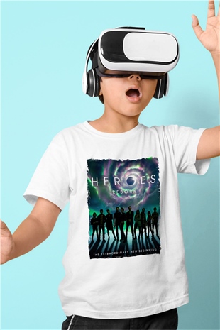 Heroes Beyaz Unisex Çocuk Tişört