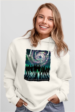 Heroes Beyaz Unisex Hoodie