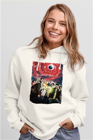 Heroes Beyaz Unisex Hoodie
