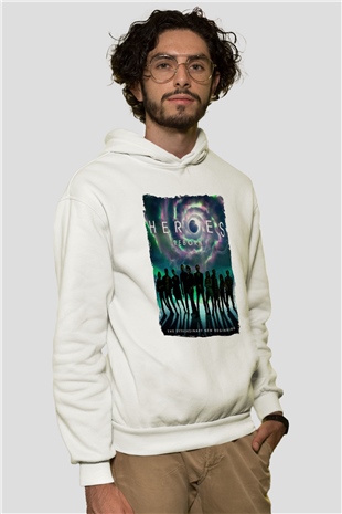 Heroes Beyaz Unisex Hoodie