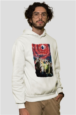 Heroes Beyaz Unisex Hoodie