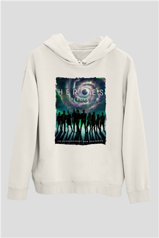 Heroes Beyaz Unisex Hoodie