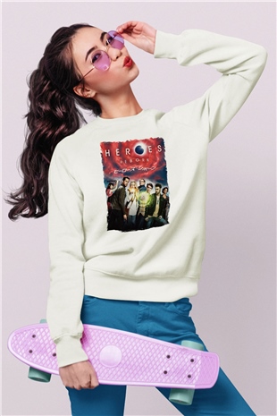Heroes Beyaz Unisex Sweatshirt