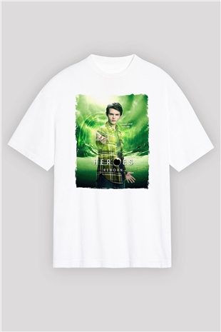 Heroes Beyaz Oversize Tişört Oversize T-shirt