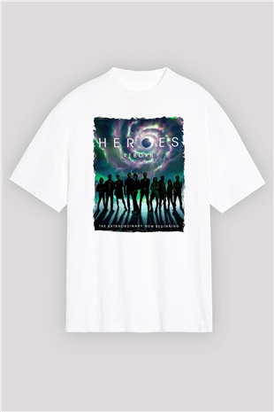 Heroes Beyaz Oversize Tişört Oversize T-shirt