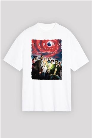 Heroes Beyaz Oversize Tişört Oversize T-shirt