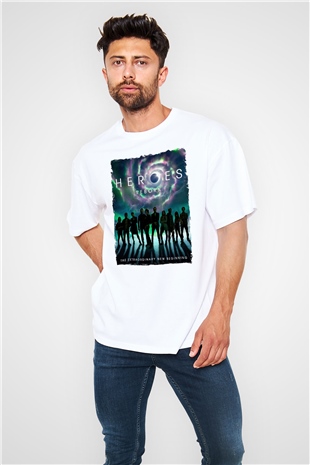 Heroes Beyaz Oversize Tişört Oversize T-shirt