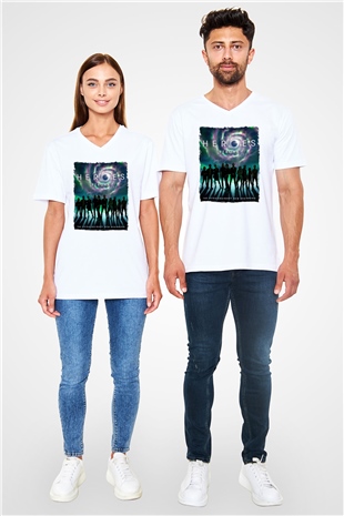 Heroes Beyaz Unisex V Yaka Tişört