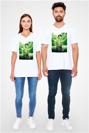 Heroes Beyaz Unisex V Yaka Tişört