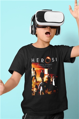 Heroes Siyah Unisex Çocuk Tişört