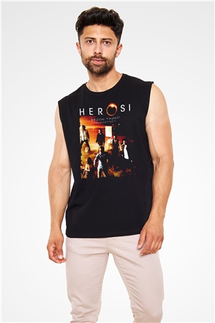 Heroes Siyah Unisex Kolsuz Tişört