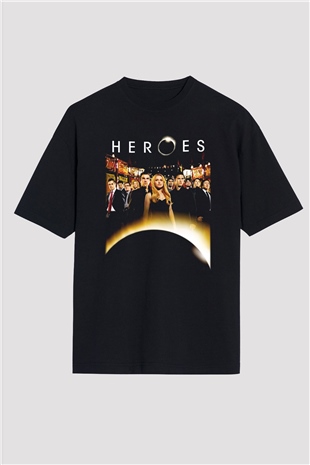 Heroes Siyah Unisex Oversize Tişört T-Shirt