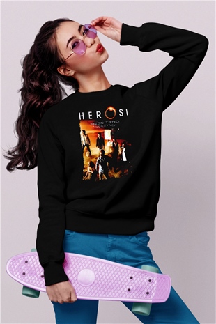 Heroes Siyah Unisex Sweatshirt