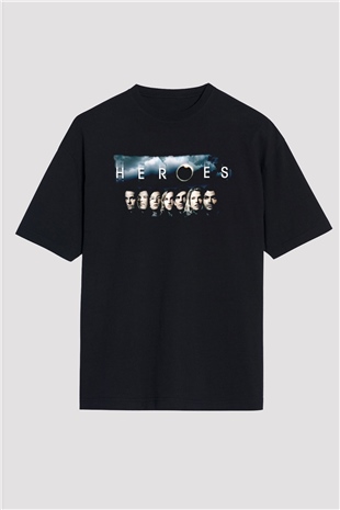 Heroes Siyah Oversize Tişört Oversize T-shirt