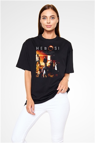 Heroes Siyah Oversize Tişört Oversize T-shirt
