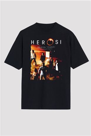 Heroes Siyah Oversize Tişört Oversize T-shirt
