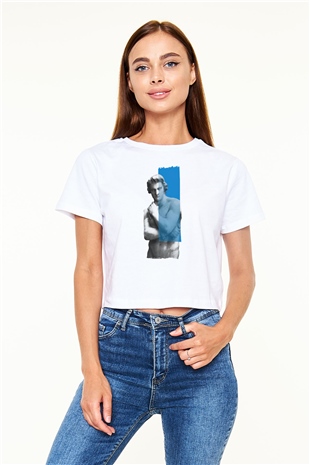 Heykeltıraş Beyaz  Crop Top Tişört