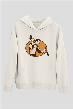Heykeltıraş Beyaz Unisex Kapüşonlu Sweatshirt