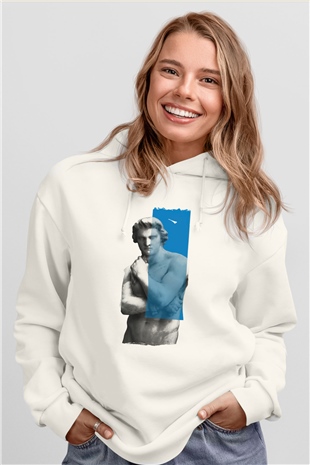 Heykeltıraş Beyaz Unisex Kapüşonlu Sweatshirt