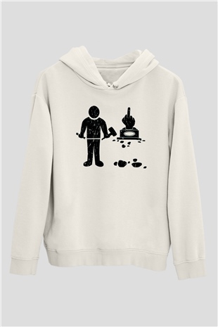 Heykeltıraş Beyaz Unisex Kapüşonlu Sweatshirt